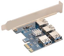 کارت تبدیل 1 پورت PCIE x1 به 4 پورت PCIE کارت گرافیک با رابط USB3.1